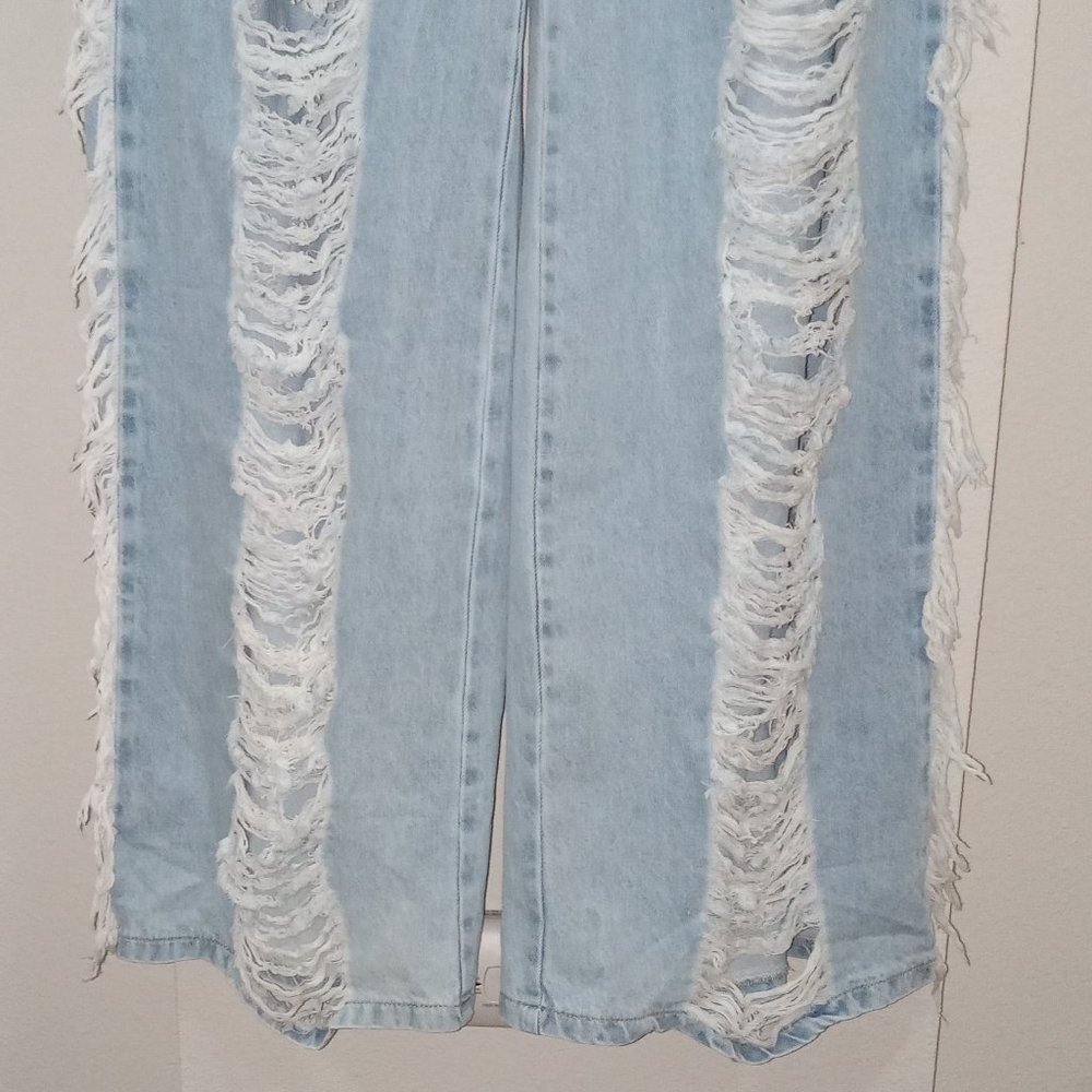 Light blue denim jends with distressed front and french - Picture 6 of 9